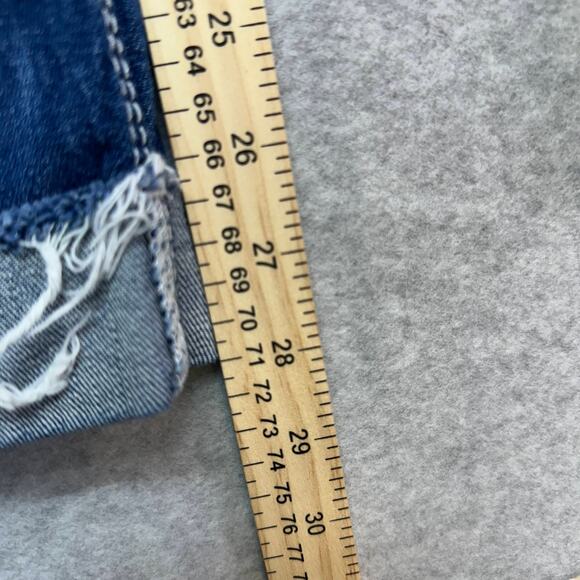 Ariya Jeans Cuffed Pants Women's 15/16 Blue Distressed Denim Lace Detail Raw Hem - Picture 10 of 11